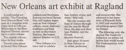 Soto's Traveling New Orleans Show opens at Ross Ragland and Klamath County Library